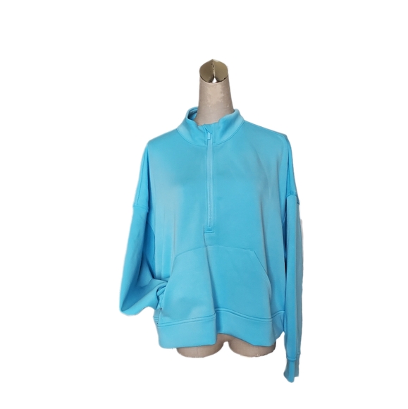 All In Motion Sandwash Half zip pullover Cropped  Light Blue NWT Sz 2XL - Picture 5 of 9